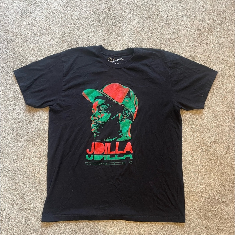 Delicious Vinyl J Dilla Black Tee with Red and Green Graphic size XL